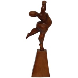 Brave Wings Hand Carved Wooden Decoration ~ Dancer on Platform 26.5cm High ~ Ornament Sculpture Figurine Statue Unique Table Decoration Home Decor ~ 5206