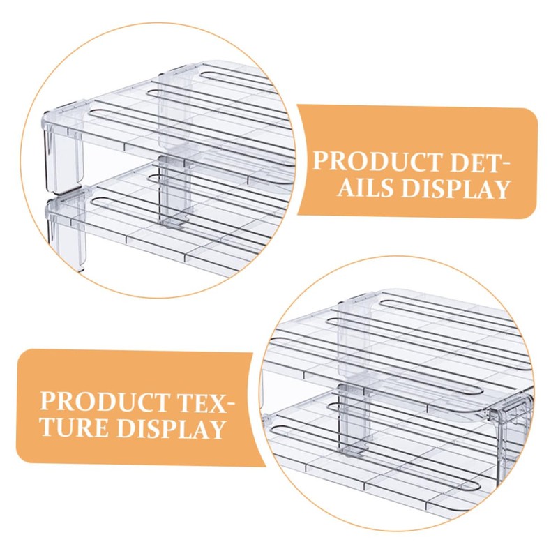 SHOWERORO 2pcs stacking shelf freezer rack Kitchen Storage Rack foldable
