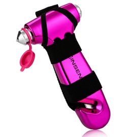 SINSEN Car Window Breaker Seatbelt Cutter, Emergency Tool, Safaty Hammer to Break Glass, Escape Kit for Women, 3-in-1, Neon Purple