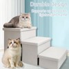 Uandhome Dog Stairs for Bed with Storage,Foldable 3-Step Pet Stairs