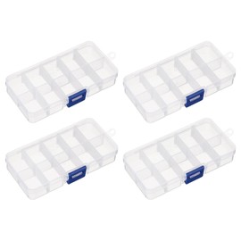 HARFINGTON 4pcs Component Storage Box 10 Grids PP Electronic Organizer Box with Adjustable Driver Hardware Containers Tools Boxes for Small Accessories