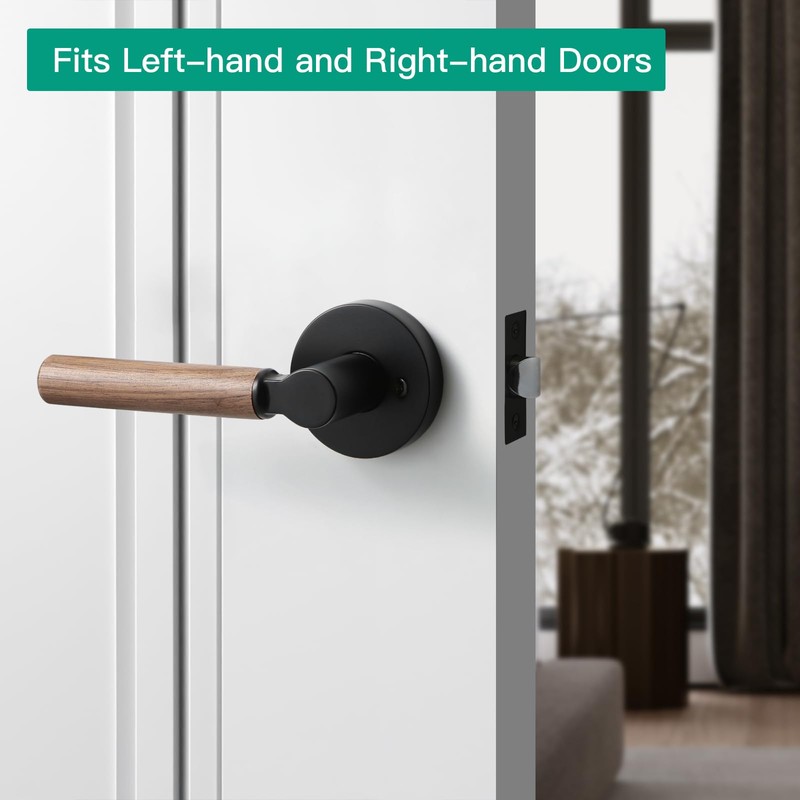 YAGU Wooden Round Passage Lever Door Handle Non-Locking Lever Set