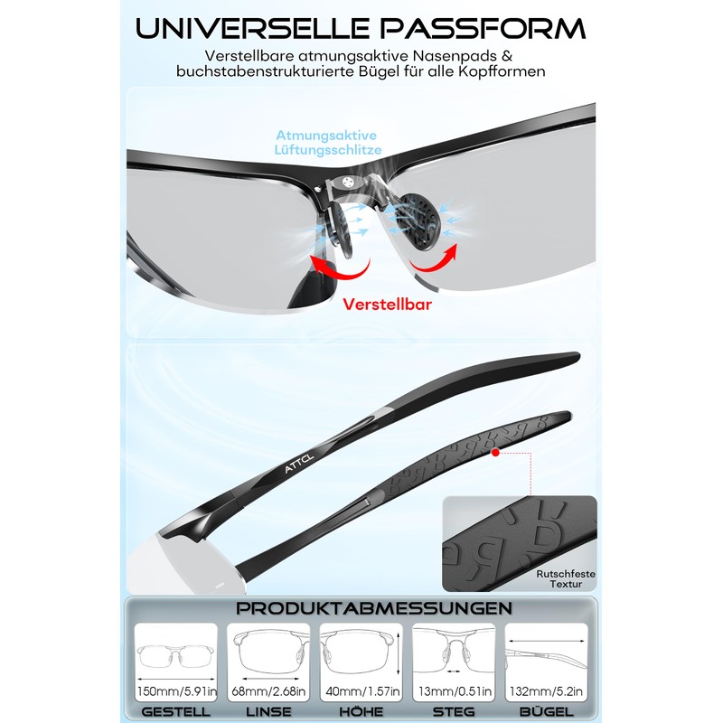 ATTCL Men's Polarised Sunglasses for Sports: UV Protection Lightweight Wrap-Around