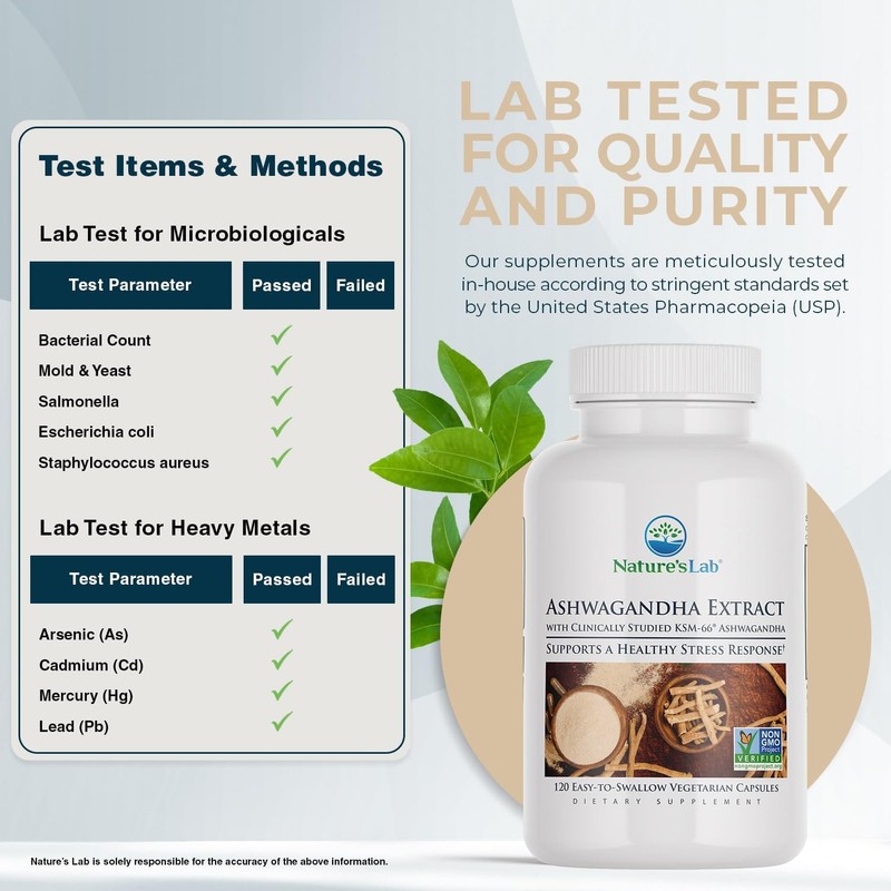 Nature's Lab Extra Strength Ashwagandha KSM 66 Extract - 5%
