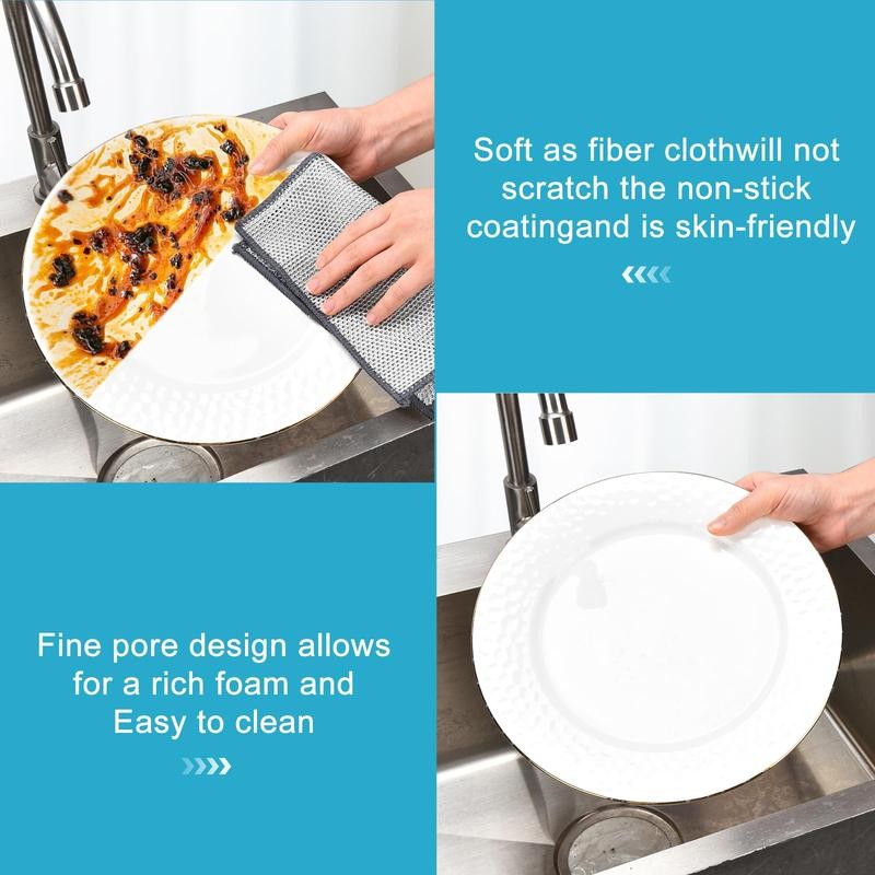 10 Counts Multipurpose Non-Scratch Wire Dishcloths – Double-Layer Reusable Dishwashing