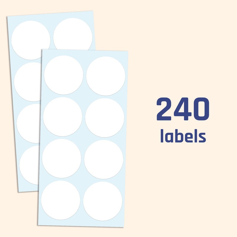 240 Pieces - White Large Circle Round Stickers, 5cm