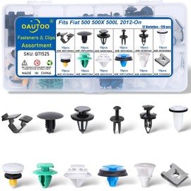 OAUTOO 120pcs fits Fiat 500 500X 500L Body Interior and Exterior Retainer Fastener Clip Assortment Hood Bumper Fender Flare Molding Retainer Door Trim Panel Clips