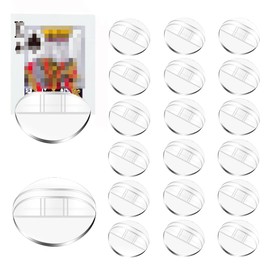 Acrylic Card Stand Round Mini Signs Business Card Stand for Tables, Price Tags, Labels, Menus, Number Holders, 50 Pack (2.4 x 1cm)