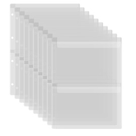 10 Pack A4 Size Plastic Binder Pockets,4 Holes Waterproof PVC Folders Loose Leaf Bag forBudgeting Loose Leaf Bags Planner Insert Pouches Photo,Document, Stamp & Die Storage Bills Organizer（2 Grid ）