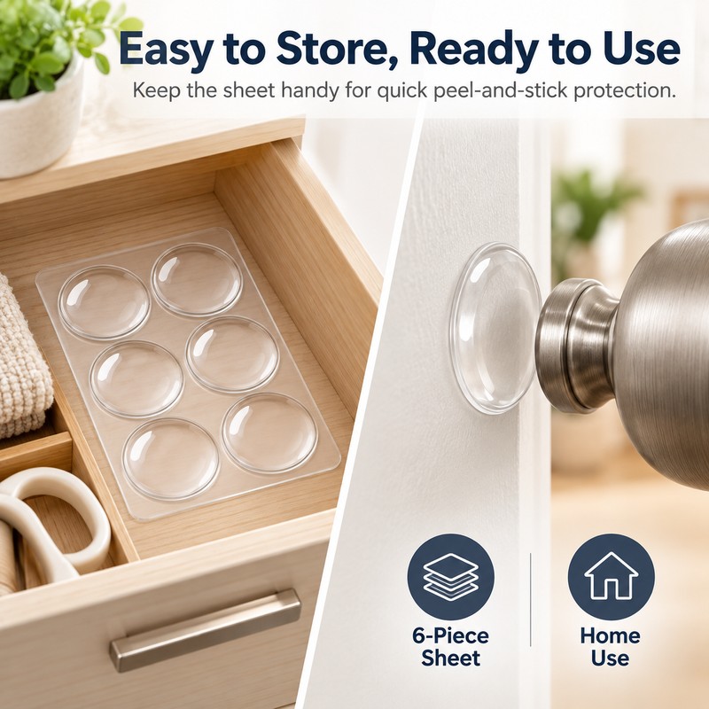 Self-Adhesive Door Handle Bumpers for Wall Protection – Transparent Soft