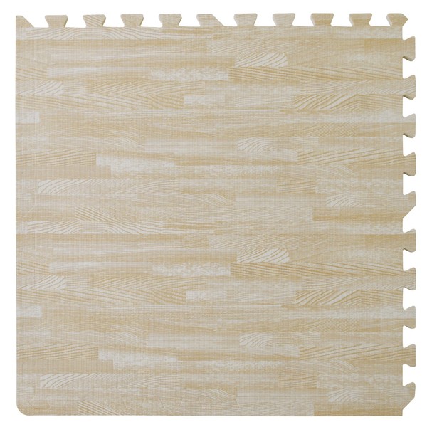 Ash Printed Wood Grain Interlocking Anti-Fatigue Puzzle Floor Tiles Mats - 24" x 24"
