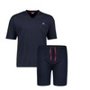 ADAMO Men's Short Pyjamas Checked Series 'Clint Navy with V-Neck