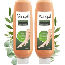 Varigel 225gr - PAQUETE 2 PIEZAS - Gel para Piernas Cansadas y Varices - con Hammamelis, Castaña de Indias, Aloe Vera y Gingko Biloba - Relaja y Ayuda a Mejorar la Apariencia en Piernas