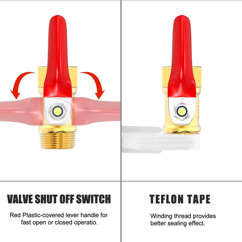 GASHER 6PCS 3/8 Inch Brass Mini Ball Valve, Shut Off