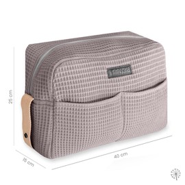 MIMUSELINA Pram Organiser with Large Capacity Pram Bag with + 7 Compartments - Changing Bag Pushchair Adjustable on the Handlebar of the Pram, Waffle Grey, Casual