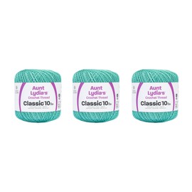 Aunt Lydia Classic Aqua Crochet - 3 Pack of 350y/320m - Cotton - Gauge 10 - Crochet