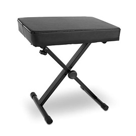 Pyle Adjustable Padded Bench-X-Style Foldable Keyboard Piano Seat w/Three Height Positions, 4 Non-Slip Rubber Feet, Extra Thick Foam Cushion PKST52