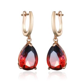 GLESOS Lightweight Drop/Dangle Huggie Earrings,18K Gold Plated Red CZ earrings for Women