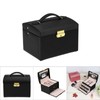 Three Layer Jewelry Storage Organizer Box PU Earring Necklace Display