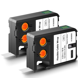 KCMYTONER 2 Pack Compatible for Dymo XTL Labels 1868806 1/2" Black on White Flexible Cable Wrap Label Tape Replacement for Dymo XTL-300 XTL-500 Label Makers, 12mm x 5.5m