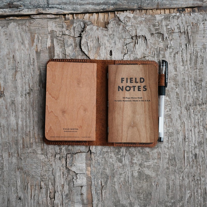 Distressed Genuine Leather Notebook Notepad Cover for Field Notes with