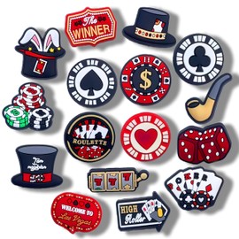 MONRADO 16PCS Gambling Shoe Charms, Shoe Decoration Party Gifts for Boys Girls Kids Women, Men, Polyvinyl Chloride, No Gemstone