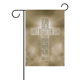 ALAZA Duble Sided The Love of God, John 3,16 Retro Bible Verse God Cloud Light Shine Polyester House Garden Flag Banner 28 x 40 Inch for Anniversary Family Garden Decor