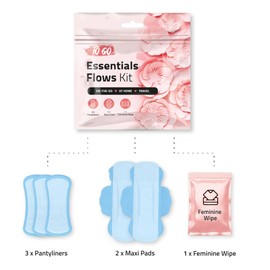 pH Advantage Essential Flows Period Kit (10 Pack) - 3 Pantyliners, 2 Maxi Pads & Feminine Wipe | Hygiene Essentials for School, First Period (Red)