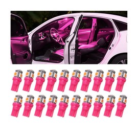 HZEL 20PCS T10 194 Car LED Light Bulb, 5SMD 5050 12V 168 W5W 2825 Vehicle Wedge License Plate Bulb, Automotive Interior Dome Map Door Trunk Courtesy Dash Lamps Accessories, Universal Fit (Pink)