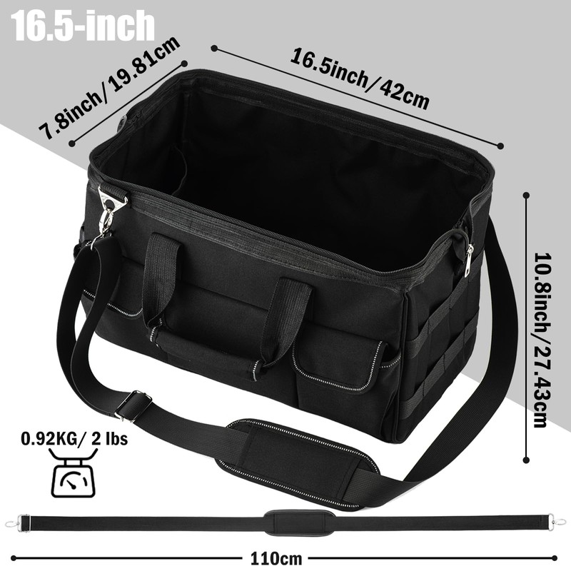 16 inch Tool Bags Organizer, Multi Pockets Wide Mouth with