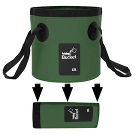 Folding Bucket, Large Capacity, 3.5 gal (12 L) Bucket, For Fishing, Household Goods, Cleaning, Washing, Travel, Outdoor, Car, Car Wash, Multi-functional, Compact, Portable (Dark 3.5 gal (12 L)