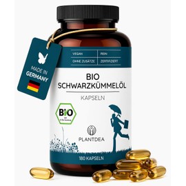 PlantDEA Organic Black Cumin Oil - 180 Vegan Capsules in 3-Month Supply - 1,000 mg Daily Dose - High Dose & Laboratory Tested - Black Cumin Oil without Additives