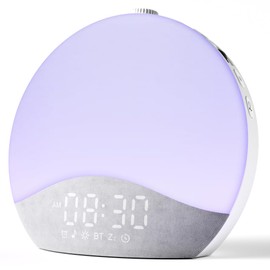 ecozy Sunrise Alarm Clock, White Noise Sound Machine, Upgraded Backlit Buttons for Bedrooms, 26 Soothing Sounds, 17 Night Lights, Bluetooth Speaker, Wake Up Sunlight for Heavy Sleepers, Adults, Kids