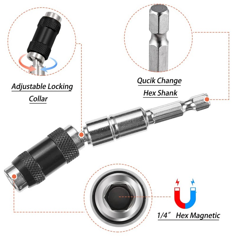 Saipor 3PCS Adjustable Pivot Bit Holder Magnetic Pivoting Bit Tip