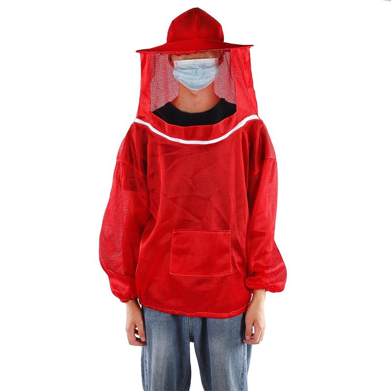 Beekeeping Tools Professional Beekeeping Protective Jacket Beekeeper Veil Suit SmockRed
