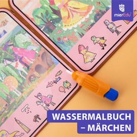 mierEdu Magic Water Colouring Book - Magic Colouring Book for Children from 3 Years with Water Pen - Fairy Tale Colouring Book, Painting with Water Without Stains - Water Doodle Toy for on the Go