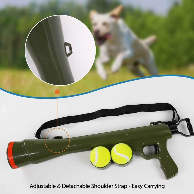 RSSLygaeonix Tennis Ball Launcher for Dogs, Launches 30+ ft, Green