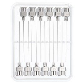 PATIKIL 25Ga x 1.5 Inch Stainless Steel Dispensing Needle Tips, 12Pcs Metal Glue Needle Tube Blunt Tips Luer Lock for Thick Glue Ink Lab, Silver