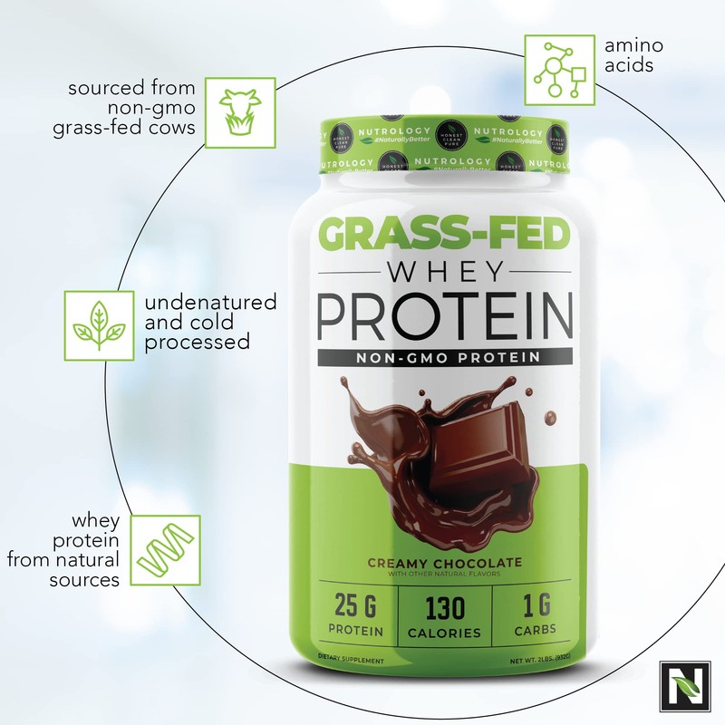Nutrology Nutrology Grass Fed Whey Protein Powder, Supports Lean Muscle