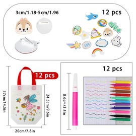 For painting for children's birthday parties, 36 pieces taffeta bags for painting for children, bags for painting, children's birthday parties, children's fabric bag set for painting, children's