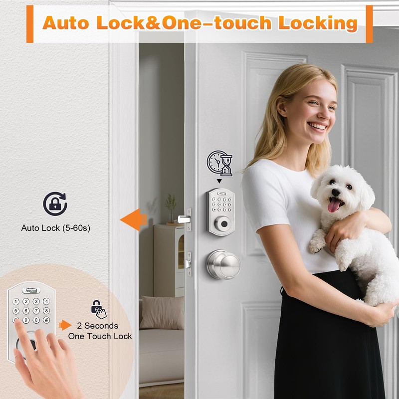 Probrico Smart Keyless Entry Door Lock with Knob Set, Fingerprint