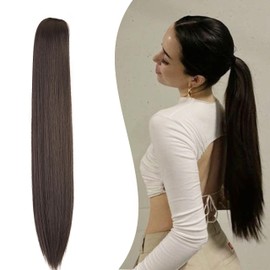 Gairyan 54 cm Ponytail Extension Ponytail Hairpiece Ponytail Extensions Long Straight Clip in Claw Hair Extension Braid Extensions Synthetic Hairpiece Straight Hair, Medium Brown