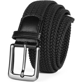 LOVMEAD Elastic Belt Stretch Belt Braided Men Women Value Golf Fabric Belt Braided Belt Stretchy, black