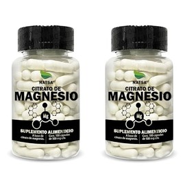 NATSA Citrato de Magnesio 2 Frascos 100 cápsulas c/u | 2 cápsulas diarias | Excelentes propiedades relajantes | Calidad Premium | Ingredientes Puros