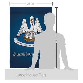 Breeze Decor HS108083-BO-03 Louisiana Americana States Decorative Vertical House Flag Set, 28"x 40" w/Flagpole, Multi-Color