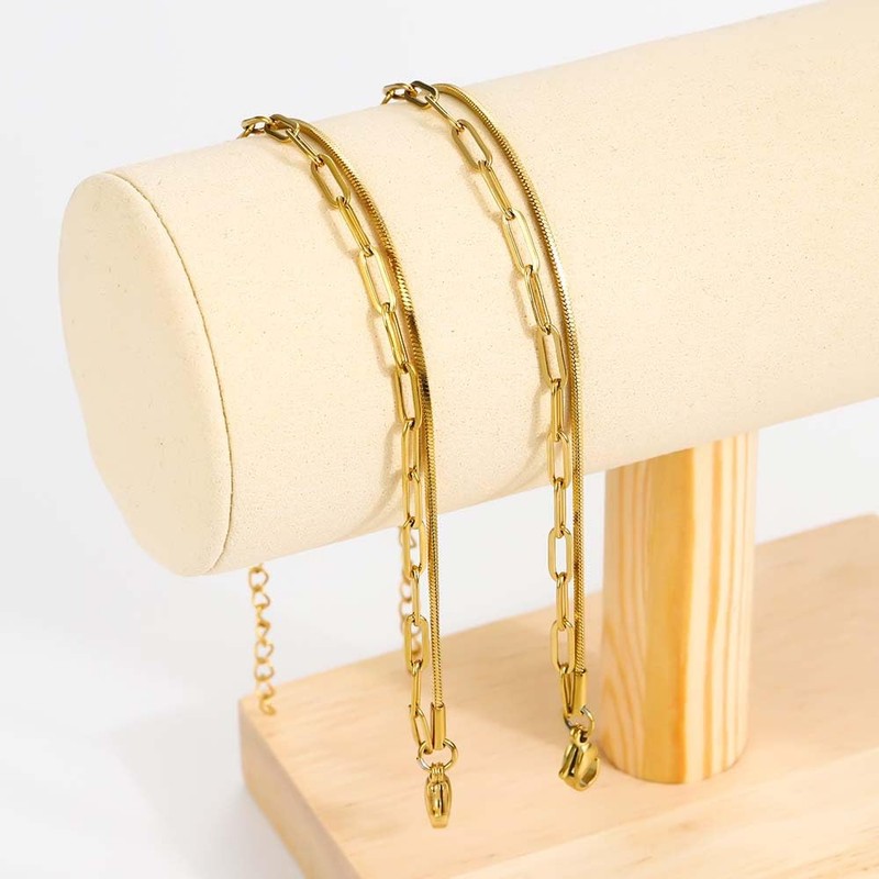 XYWstore Women's Gold Layered Bracelet, Alloy Square Snake Chain and