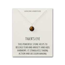 Philip Jones Tiger's Eye Necklace with Quote Card