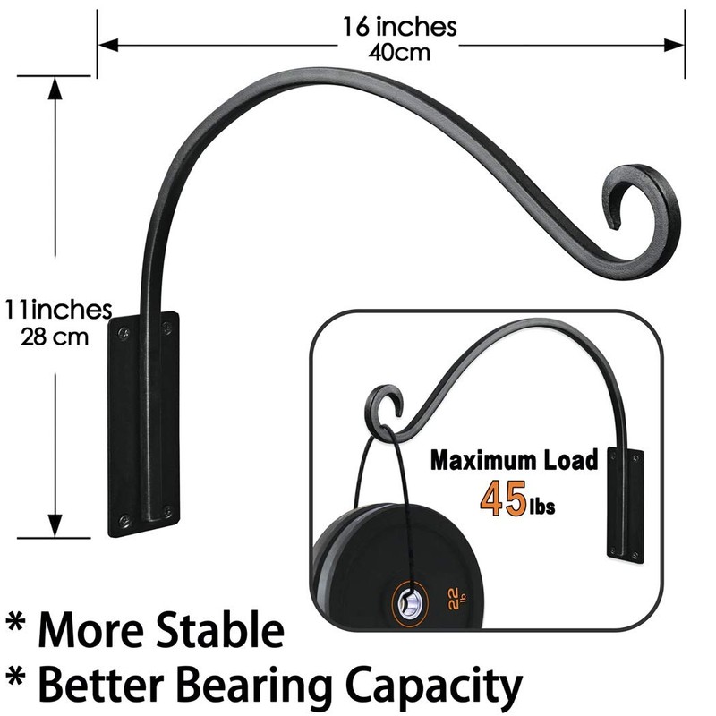 Lifyzoon Heavy Duty Plant Hanger Bracket - Outdoor Hand-Forged Hanging