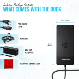 WD19 DELL Docking Station USB C - Dell Docking Station Dual Monitor with 130W AC Adapter & HDMI Cable, Dual DisplayPort Dell Dock - Dell Laptop Docking Station (RENEWED)