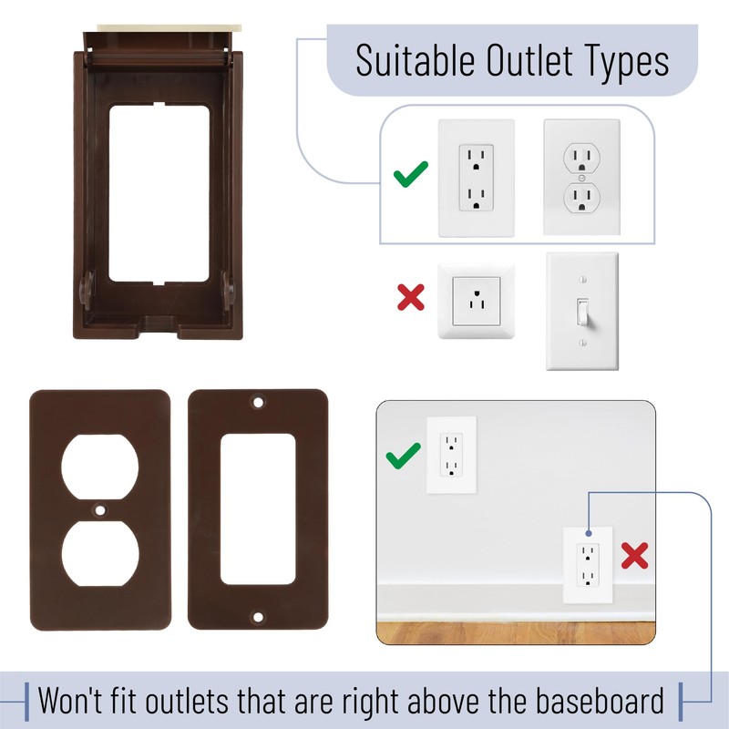 Bates - Baby Safety Outlet Cover Box, Brown, Outlet Covers